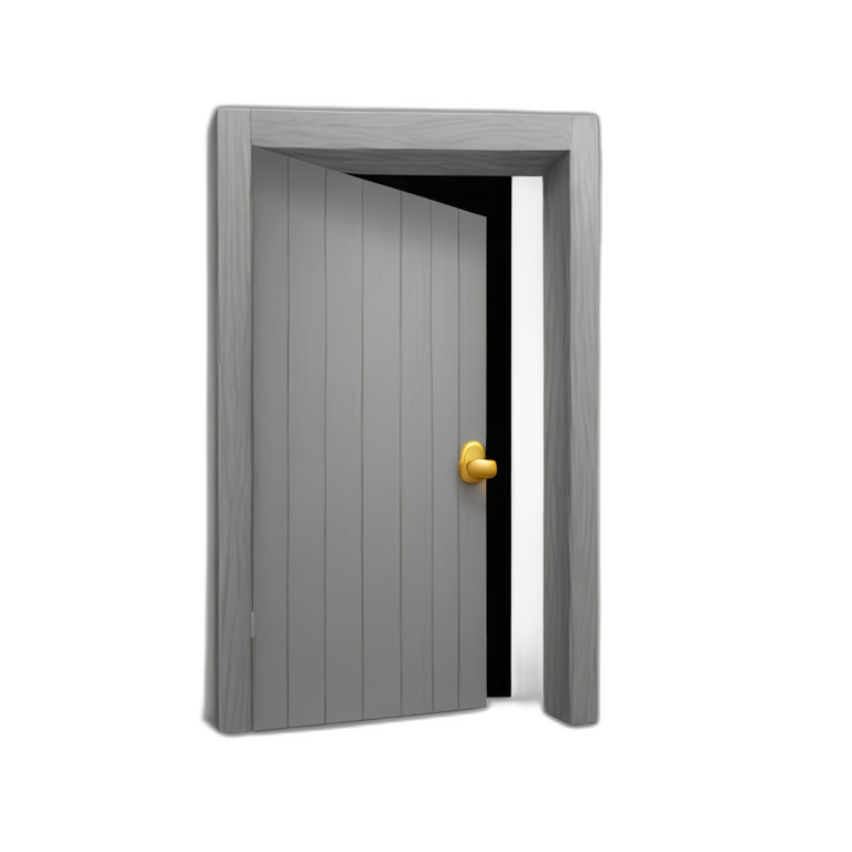 One gray wood open door perspective emoji