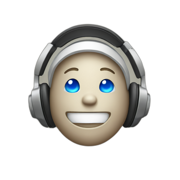 Happy emoji using headphones enjoying music emoji