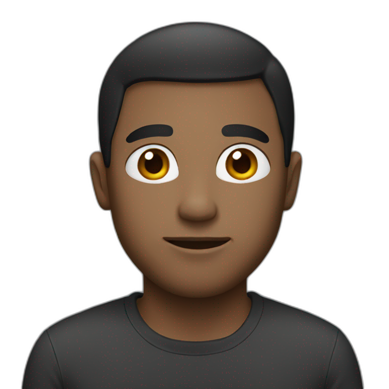 a guy with a black front emoji