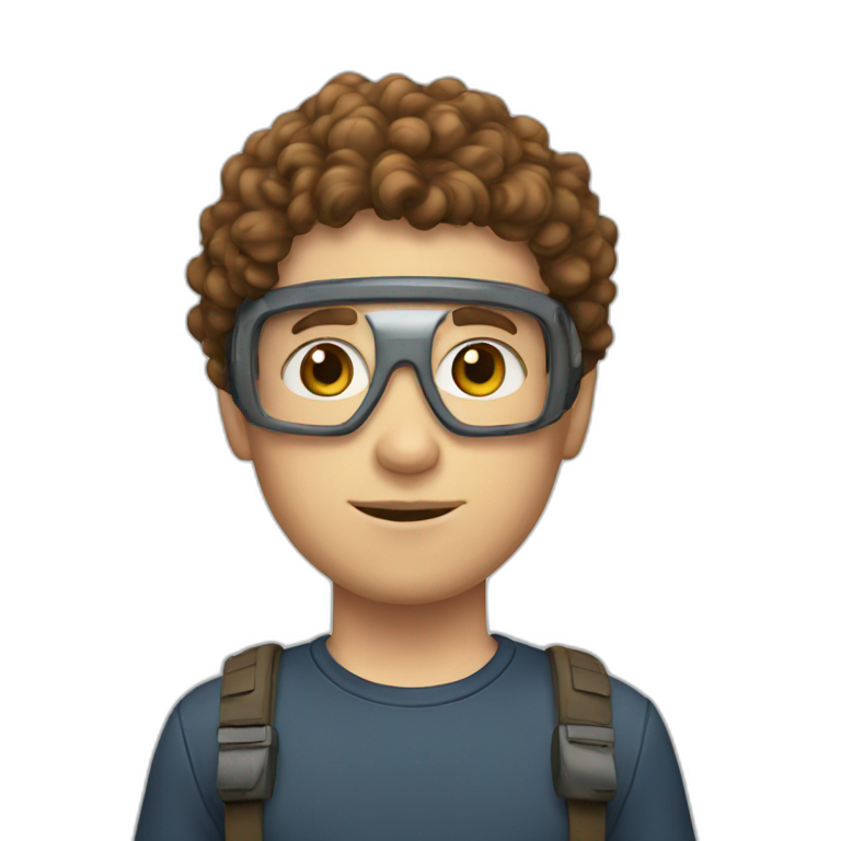 A white boy with brown curly hair and casque gamer emoji