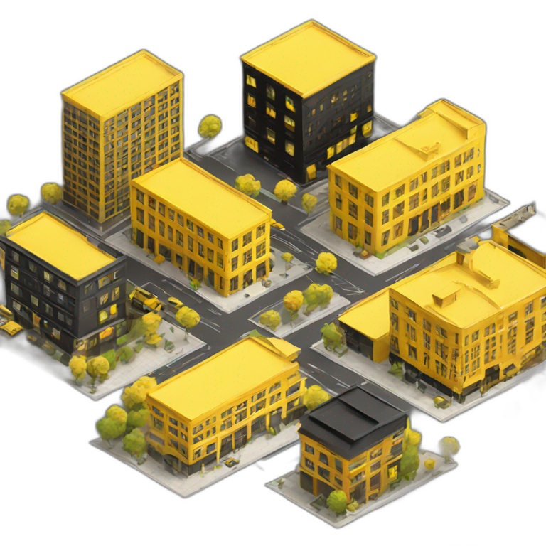 yellow and black commercial buildings  emoji
