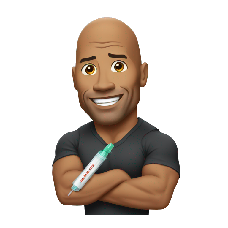 Dwayne Johnson with syringe in his hand emoji