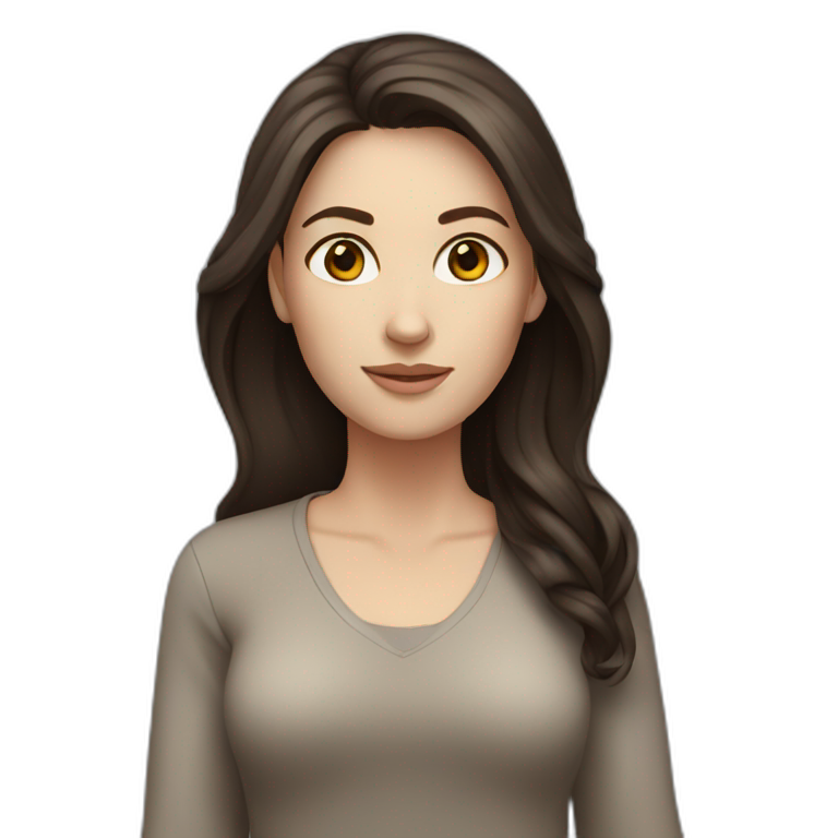 white woman, dark long brown hair, full body emoji