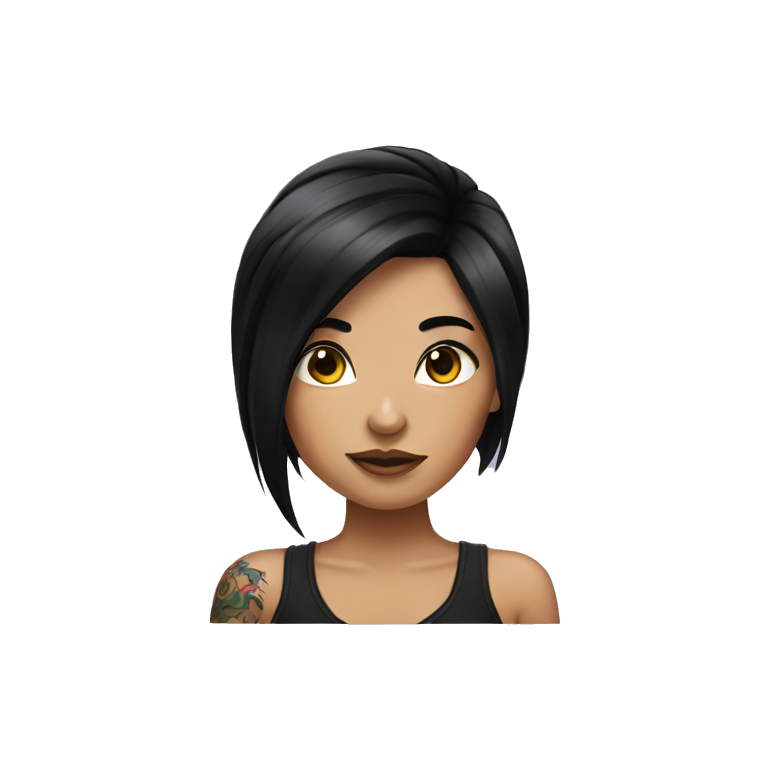 Tattooed girl with black hair emoji