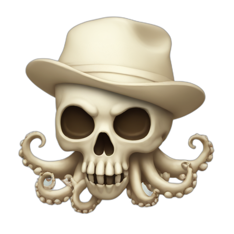 Skull with octopuss hat emoji
