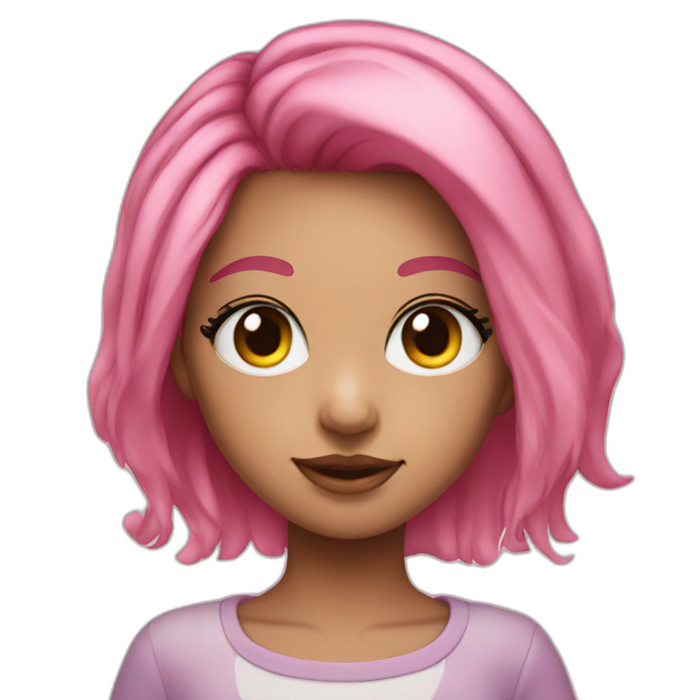 Girl rainbow eyes pink hair emoji