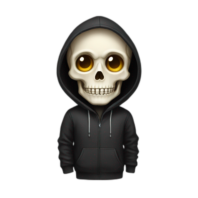 Skeleton programmer in black hoodie emoji