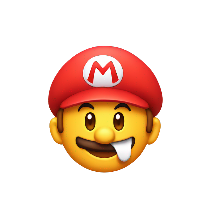 happy face emoji with super mario hat emoji
