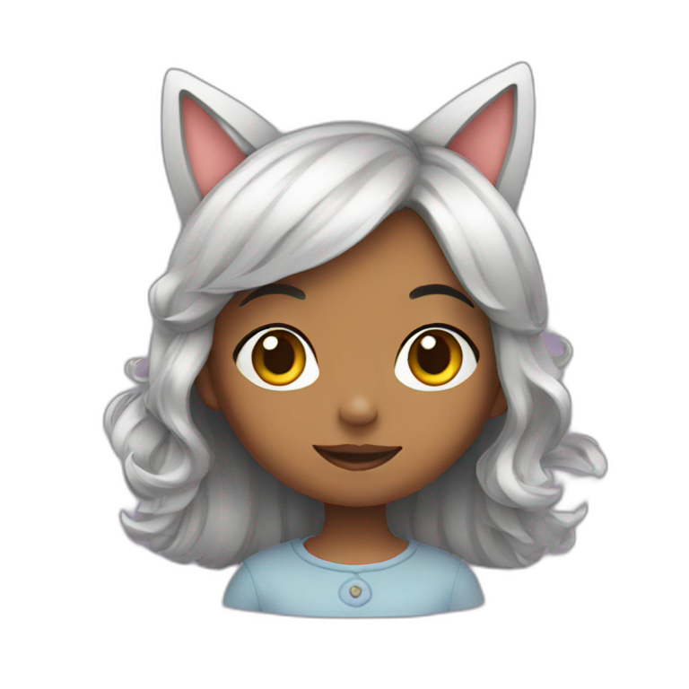 Cute little girl with cat ears emoji