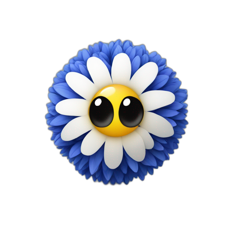 3d sphere with a cartoon cornflower texture with big underdeveloped eyes emoji
