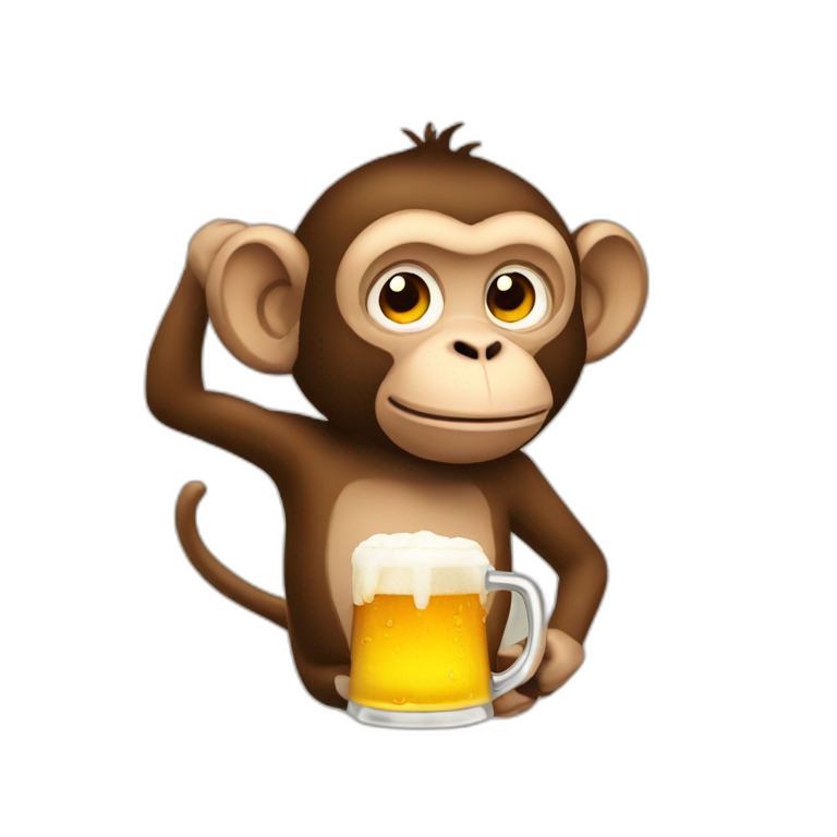 Drunk Monkey drinks beer emoji