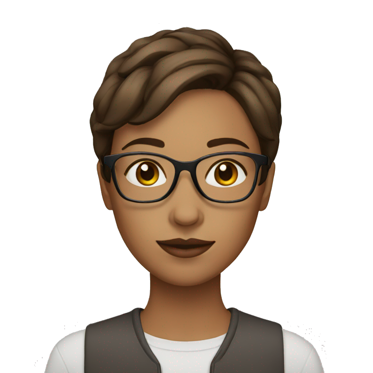 Female with glasses and short brown hair clear skin emoji