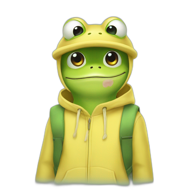 Pepo the frog in Pikachu emoji