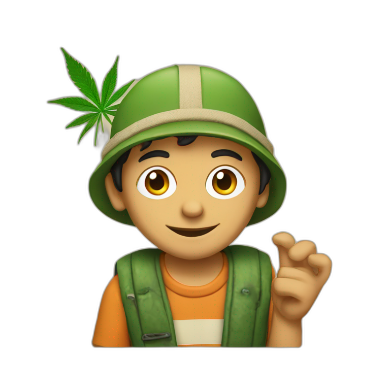 El chavo holds cannabis emoji
