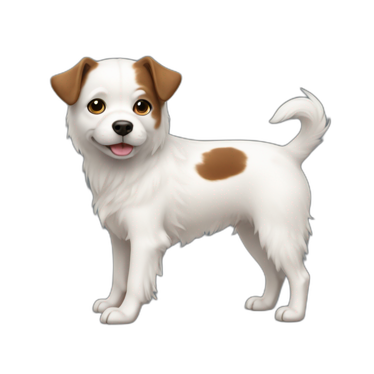 little white dog with little brown spots full body emoji