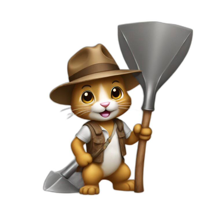 rabbit indiana jones with shovels emoji