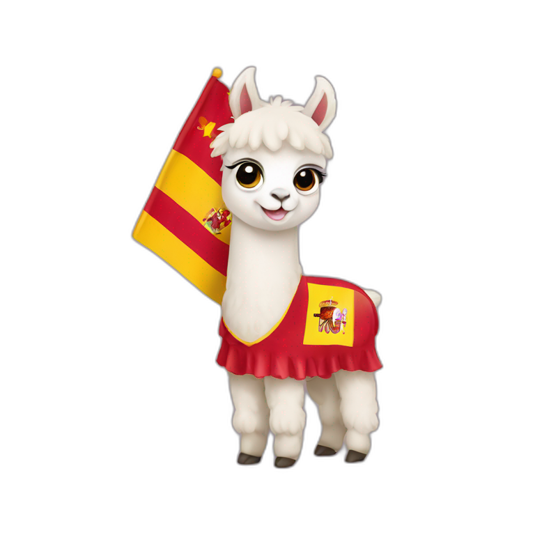 Baby llama with Spain flag emoji