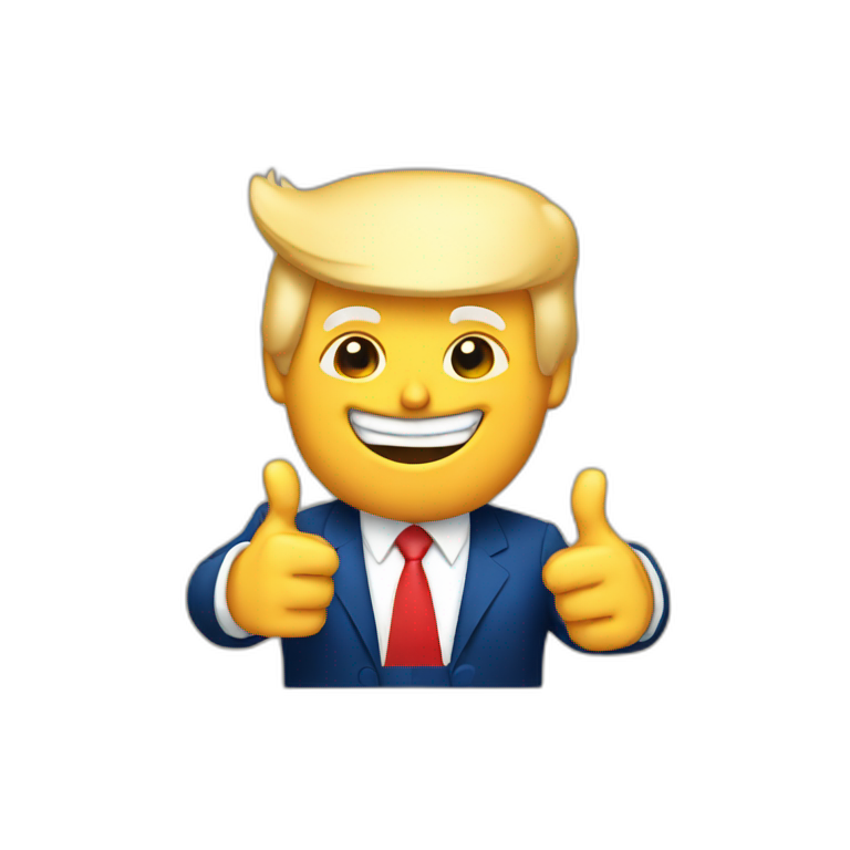 Donald Trump smiling with both thumbs up emoji