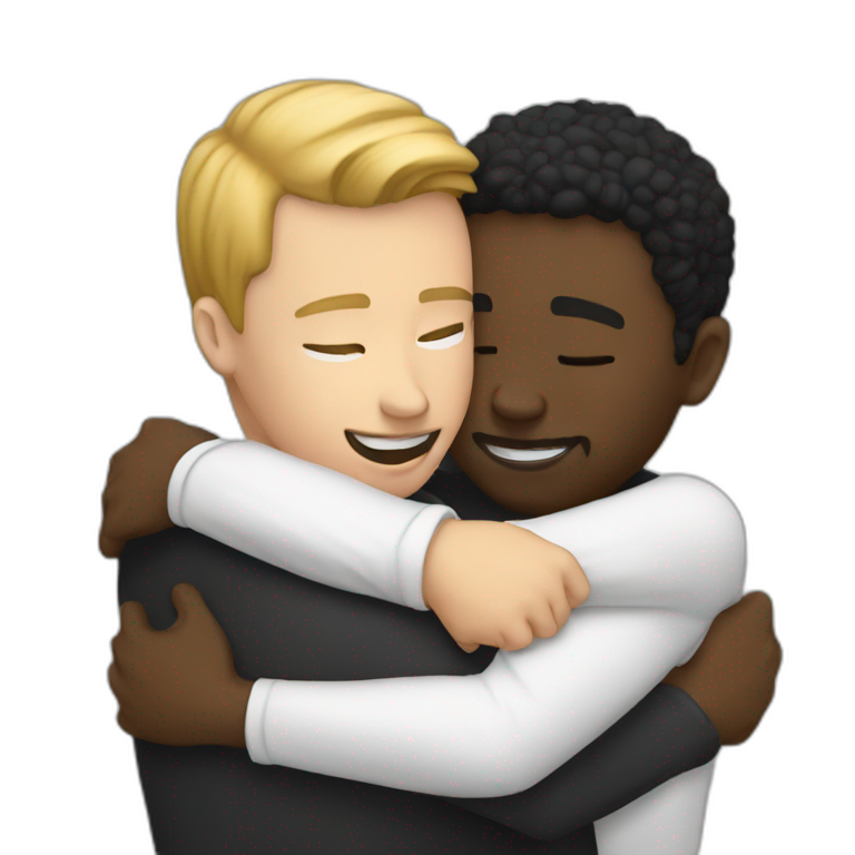 white-men-hug-and-kiss-black-men emoji