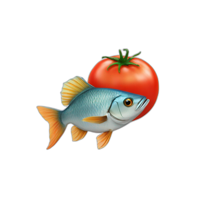 a fish with a tomato emoji