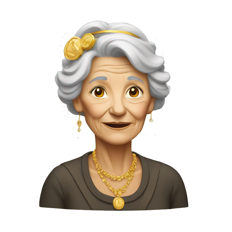 old woman with gold emoji