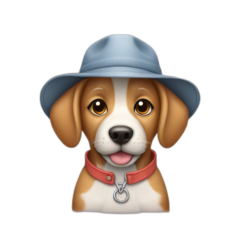 Dog wearing overalls and a hat emoji