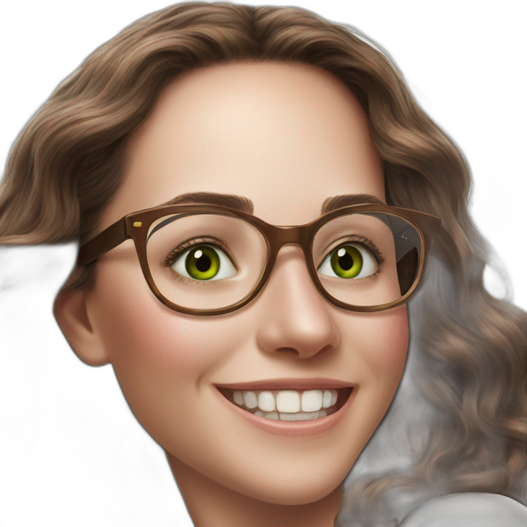 friendly brown-eyed girl with glasses emoji
