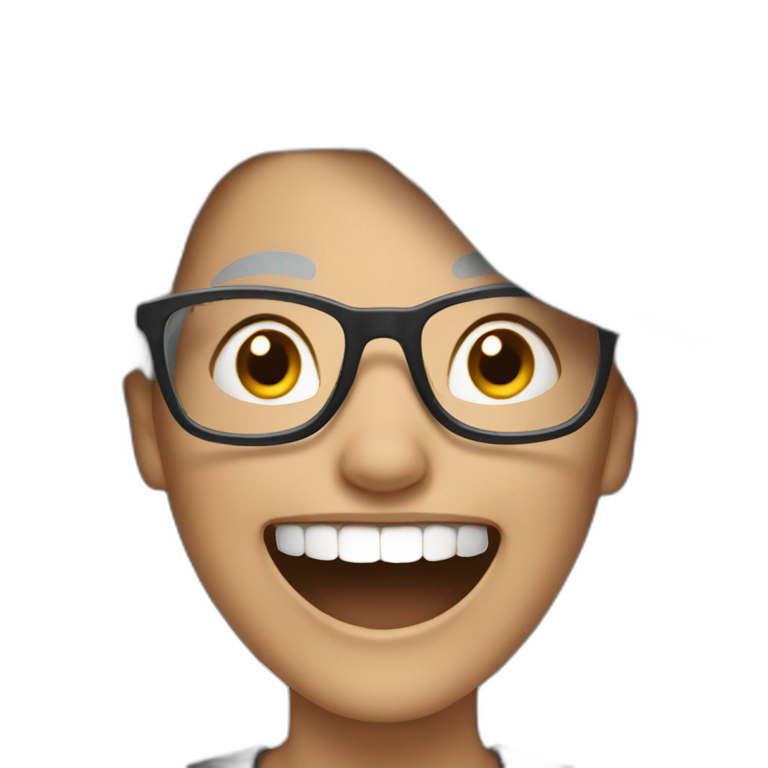 Long grey haired Woman with glasses laughing emoji
