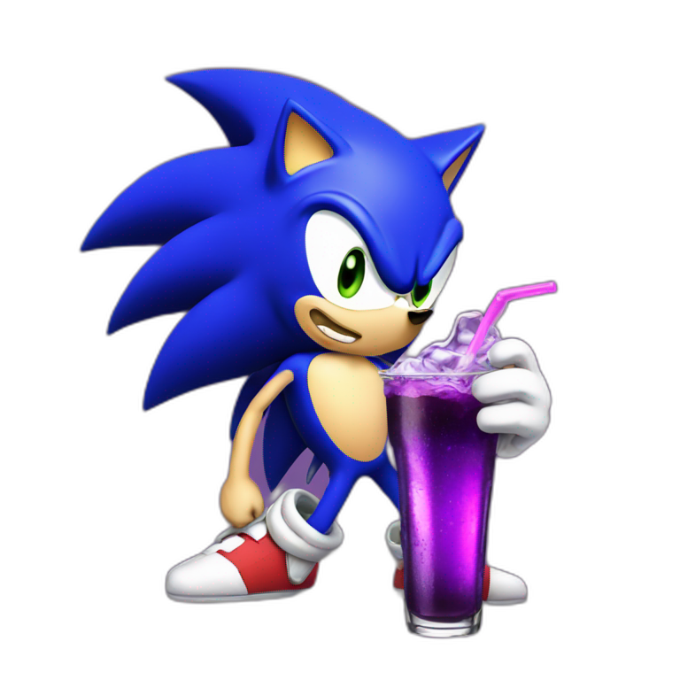 Shadow sonic sipping purple soda emoji