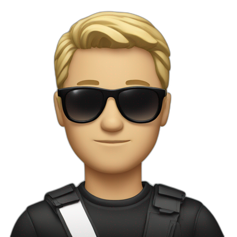 Cool white man in black cool sunglasses emoji