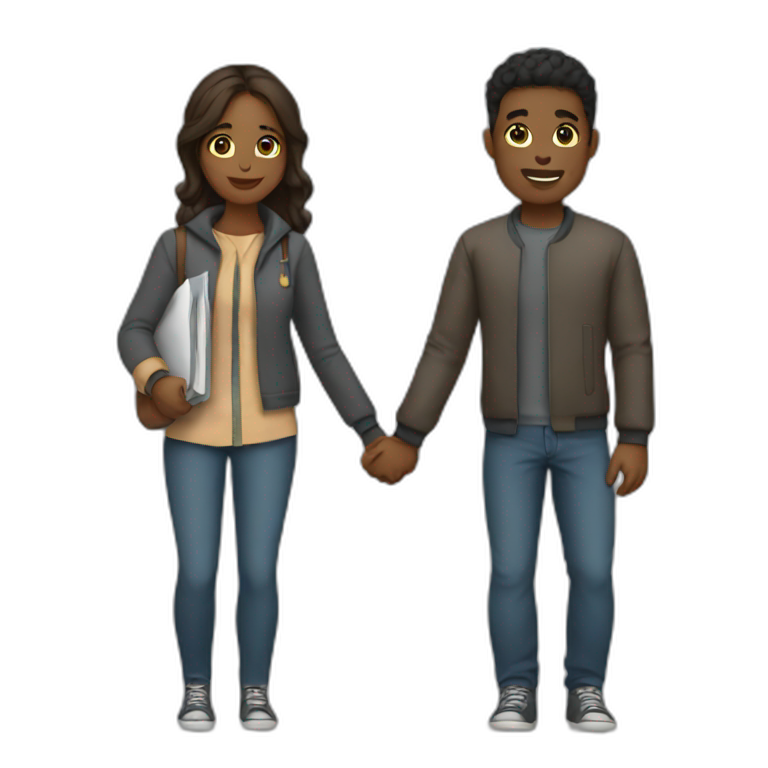 Couple holding hands in university  emoji