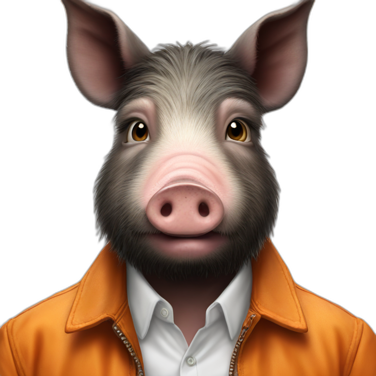 orange pig in white jacket emoji