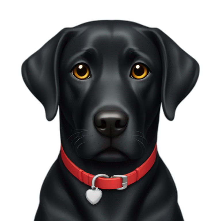 A black labrador with a red collar  emoji