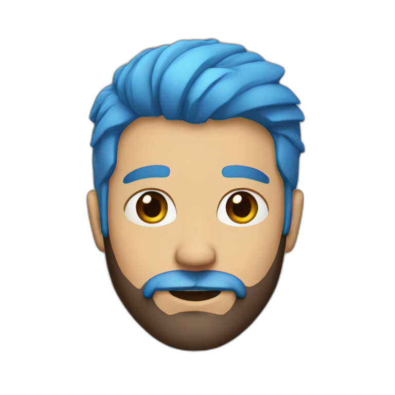 man with brown beard and blue hair emoji