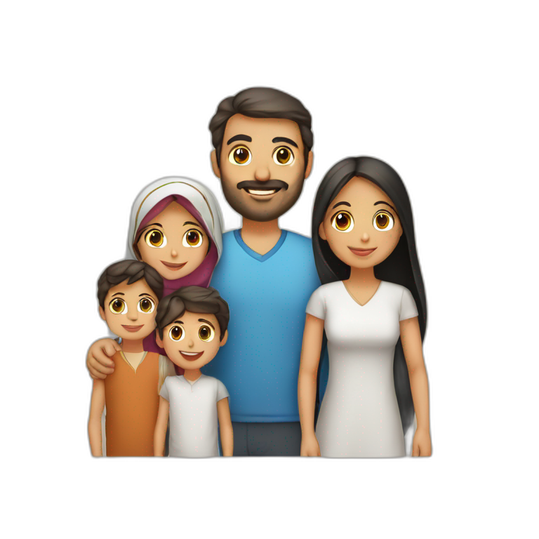 Family with man Arabic, wife Arabic, boy Arabic, girl Arabic and little boy arabic emoji