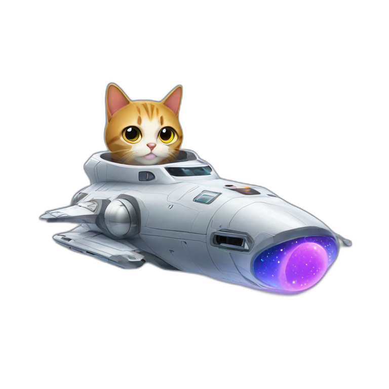 Spaceship with cat piloting emoji