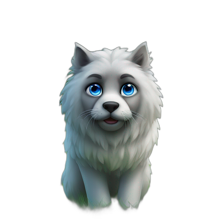 blue-eyed animal standing outdoors emoji