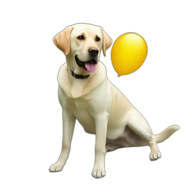 labrador with a baloon emoji