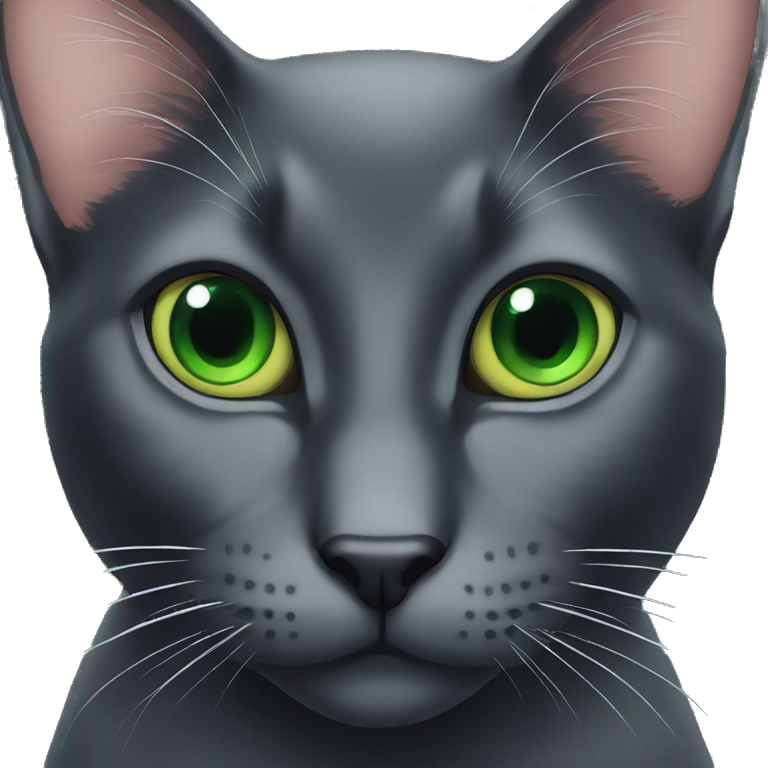 Black cat whit green eyes emoji