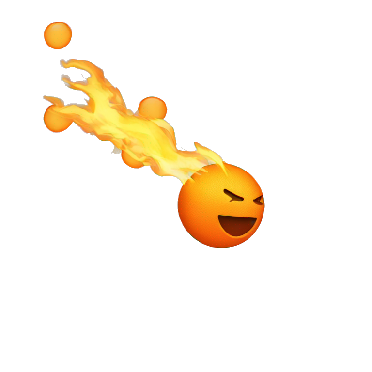 orange ball on fire flying through the air emoji