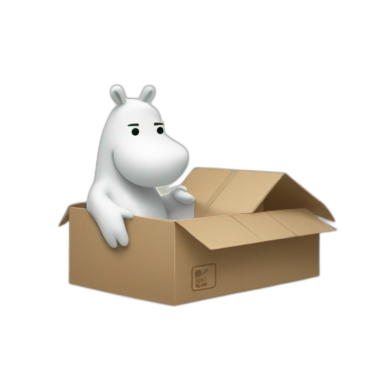 Moomin delivers a box with gear emoji