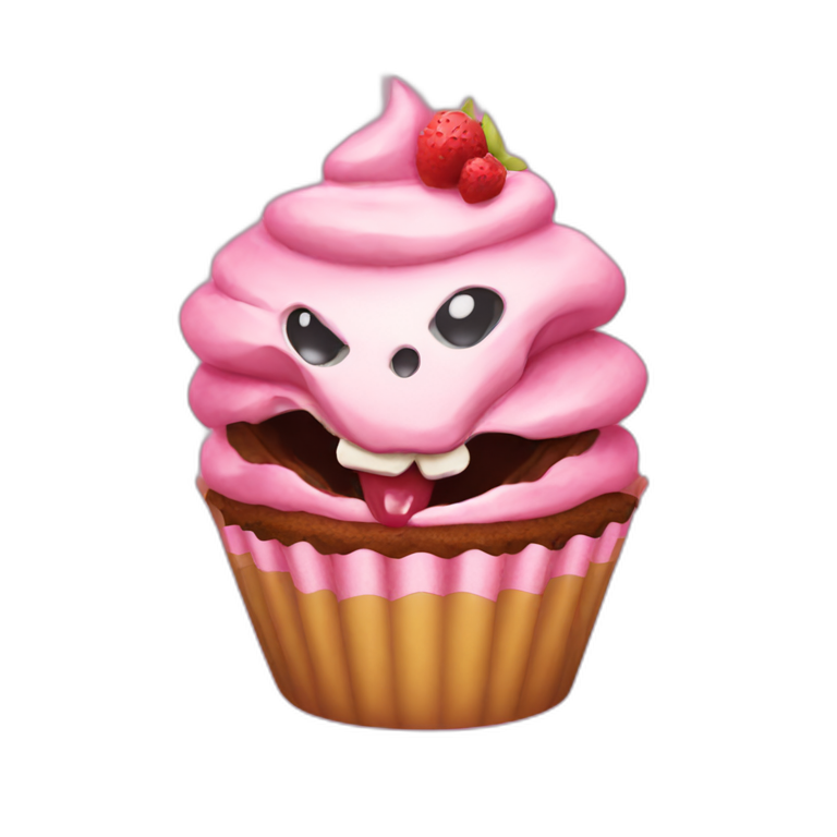 Devouring a cupcake emoji