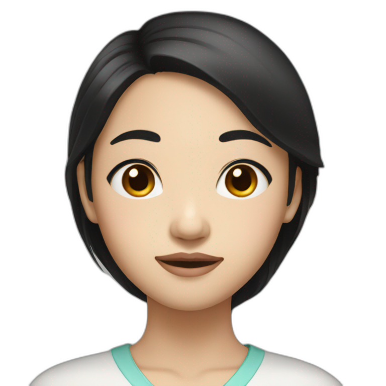 asian girl with black long hair and black eyes emoji