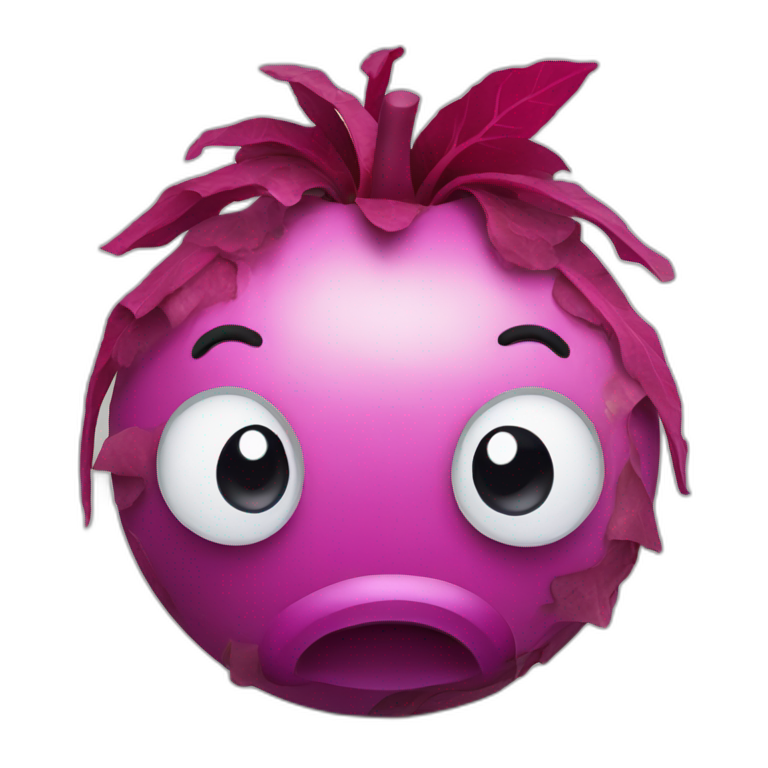3d sphere with a cartoon calm beetroots Horse skin texture with stupid eyes emoji