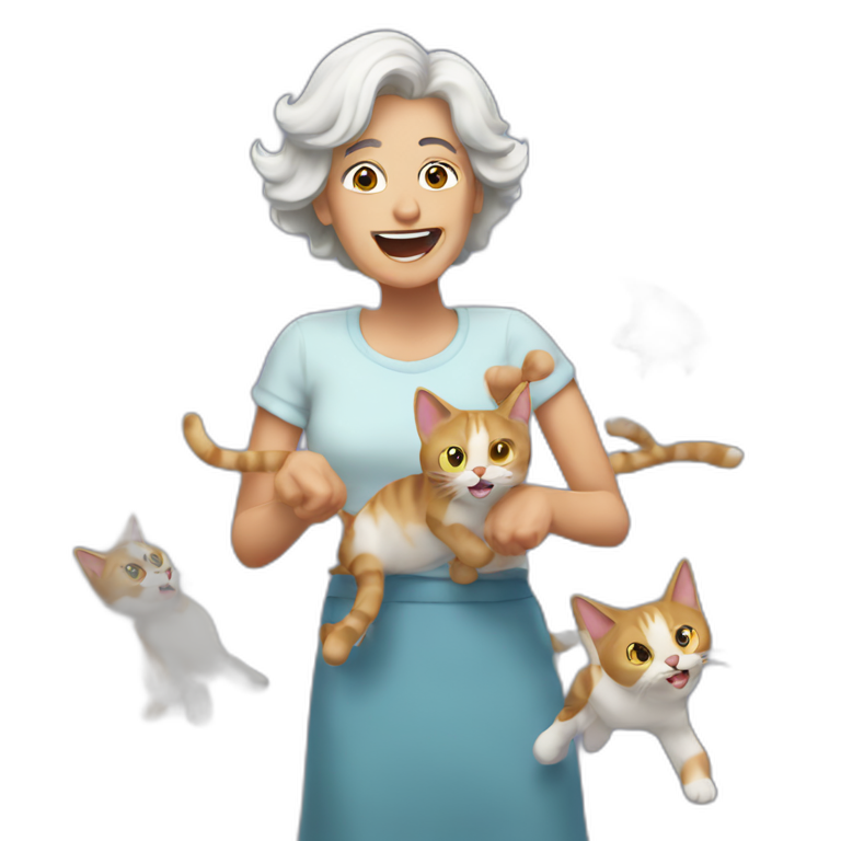 crazy lady throwing cats to people emoji