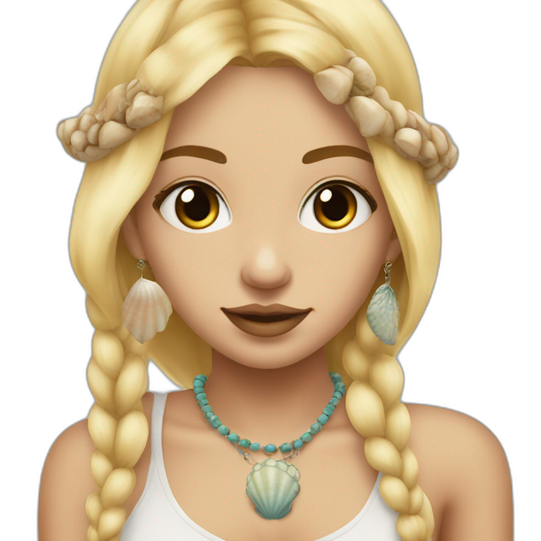 blonde boho girl with face piercings and a shell necklace emoji