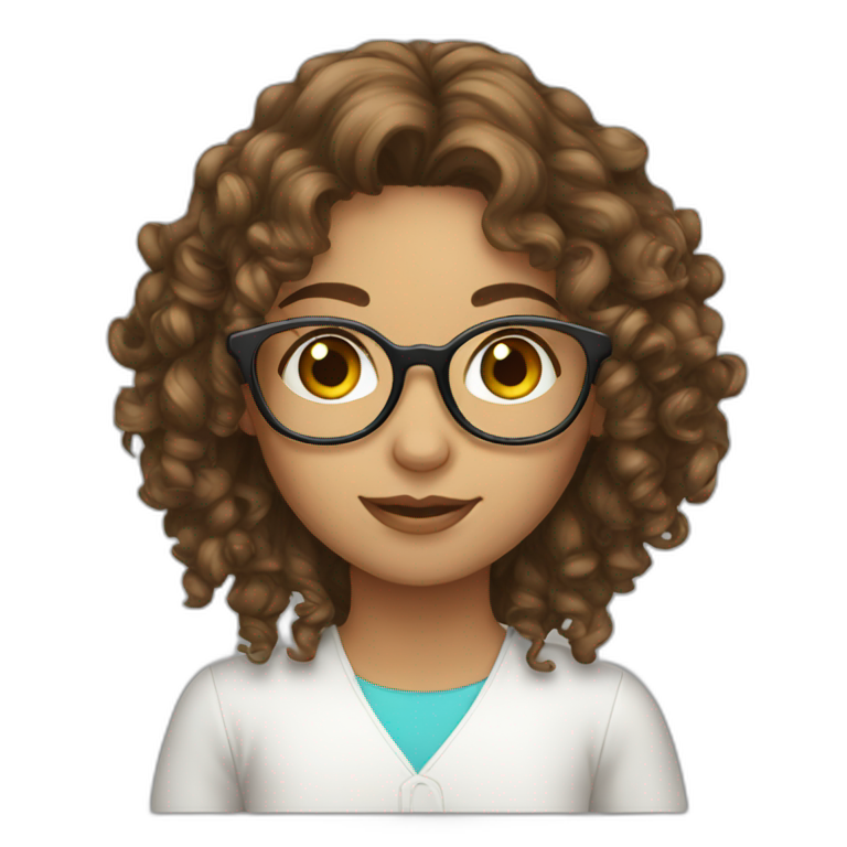 arabian long curly brown hair glasses girl emoji