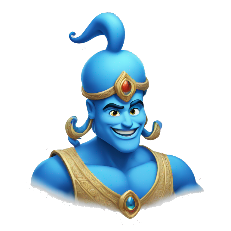 Blue genie from Aladdin white border emoji