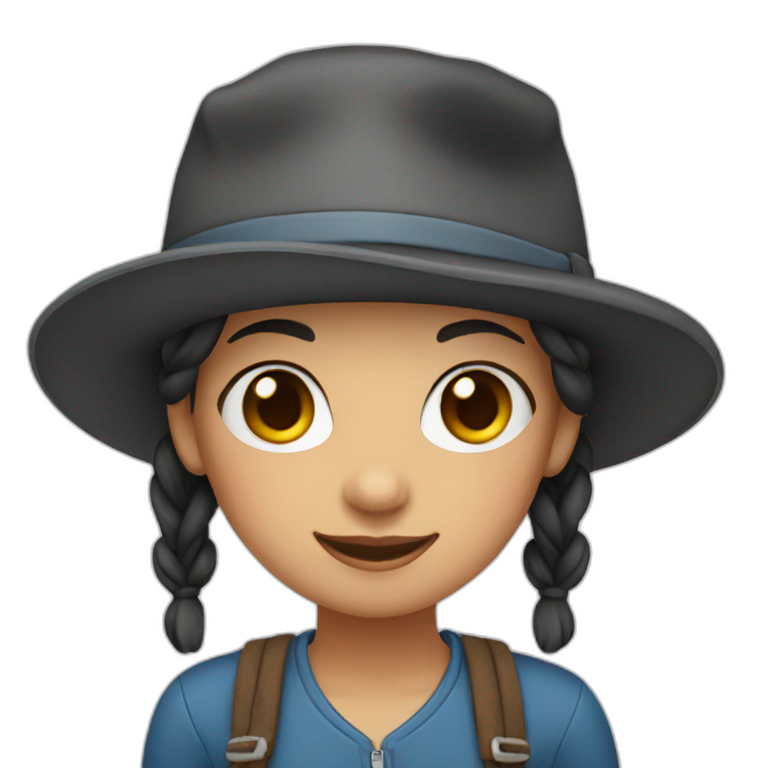a girl with pigtails in a hat emoji