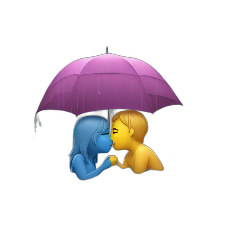 kiss under rain emoji